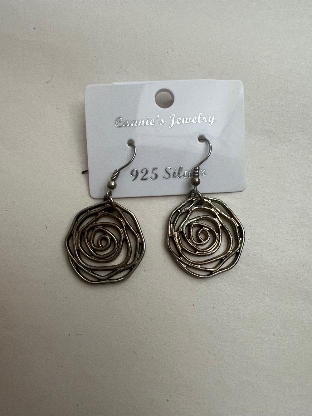 925 Silver Spiral Rose Drop Earrings by - Silver
